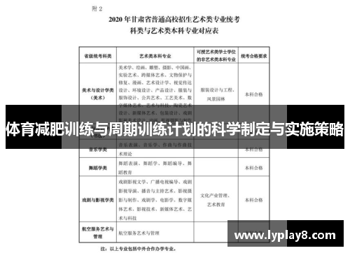 体育减肥训练与周期训练计划的科学制定与实施策略
